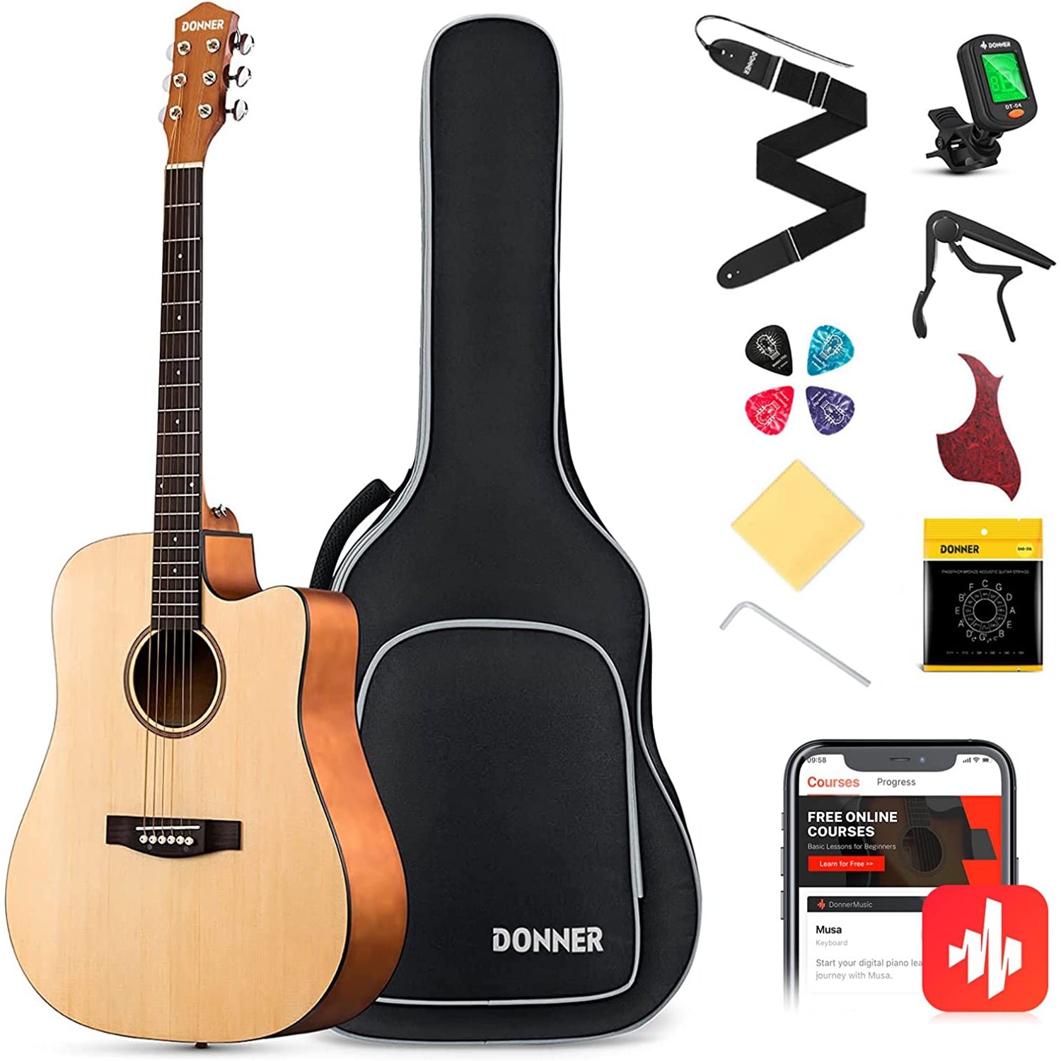 Donner DAD-140C Dreadnought Akustik Gitar Paketi